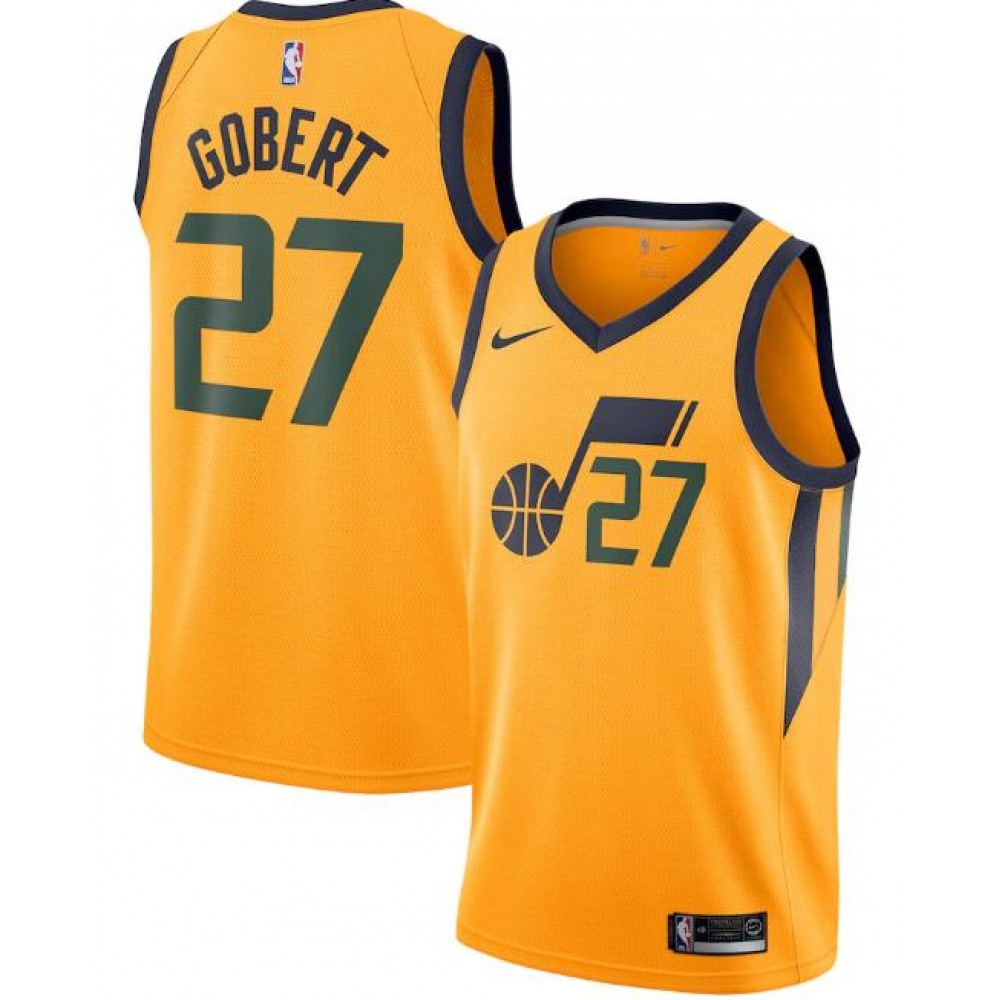 Men's Utah Jazz #27 Rudy Gobert Yellow Statement Edition Swingman Stitched Jersey