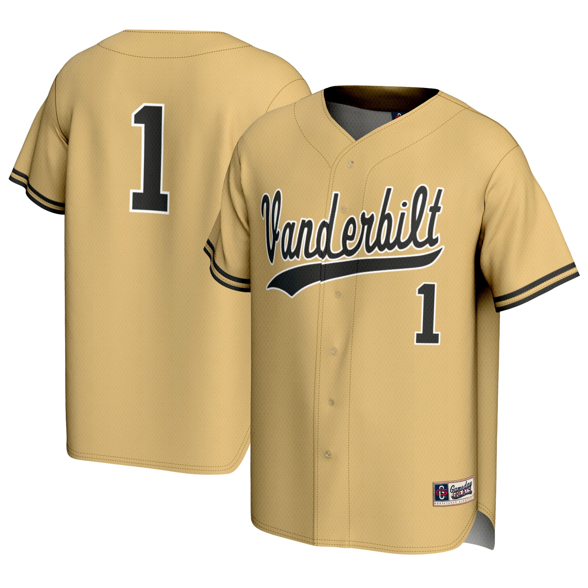 [DDG] Vanderbilt Commodores GameDay Greats Youth Baseball Lightweight Fashion Jersey - Gold