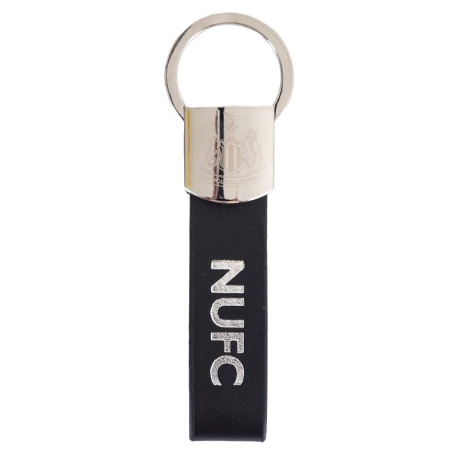 Newcastle United FC Leather Strap Keyring - fan gear
