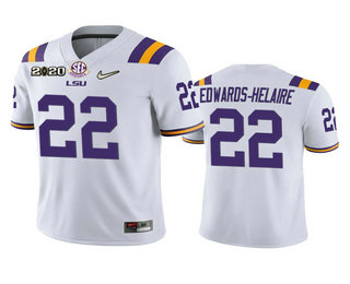 Men's LSU Bayou Bengals #22 Clyde Edwards White 2020 home jersey