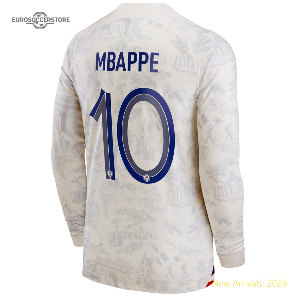 Men Fra Mbappe France Long Sleeve Away Durable Away Jersey 2022