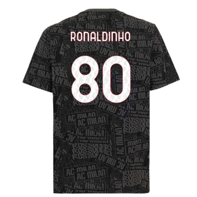 2025-2026 Milan Ac Ftblculture Tee Aop (Black) (Ronaldinho 80)