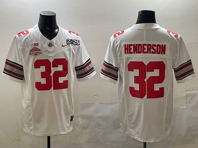 Men's OSU Ohio White 2025 premium None #32 embroidered Jersey