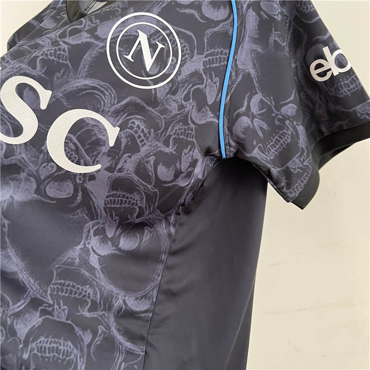 Breathable Napoli 2324 Football Shirt Halloween Edition Black Soccer