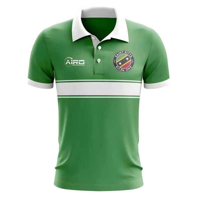 Elite Saint Kitts And Nevis Concept Stripe Polo Shirt (Green)