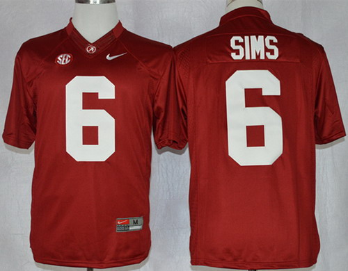 Men's ALA Tide Red 2014 official Blake Sims #6 embroidered Jersey