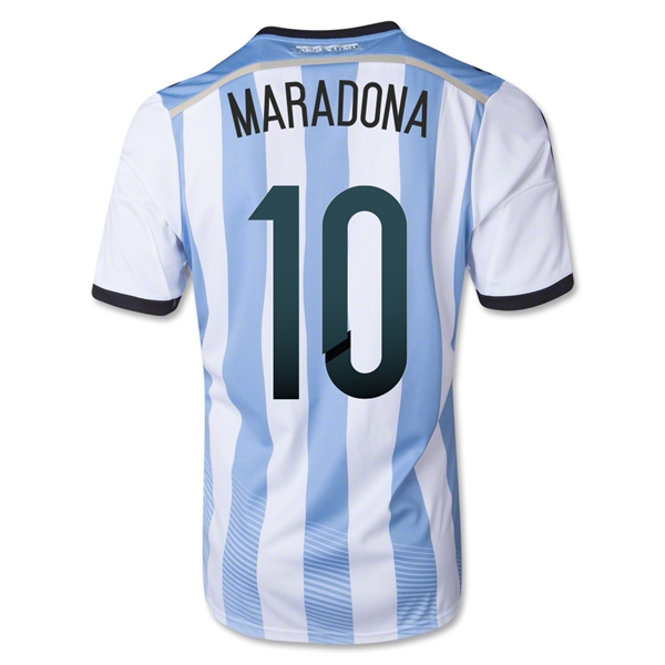 2014 Argentina 10 Maradona Home Soccer Jersey Shirt - Official
