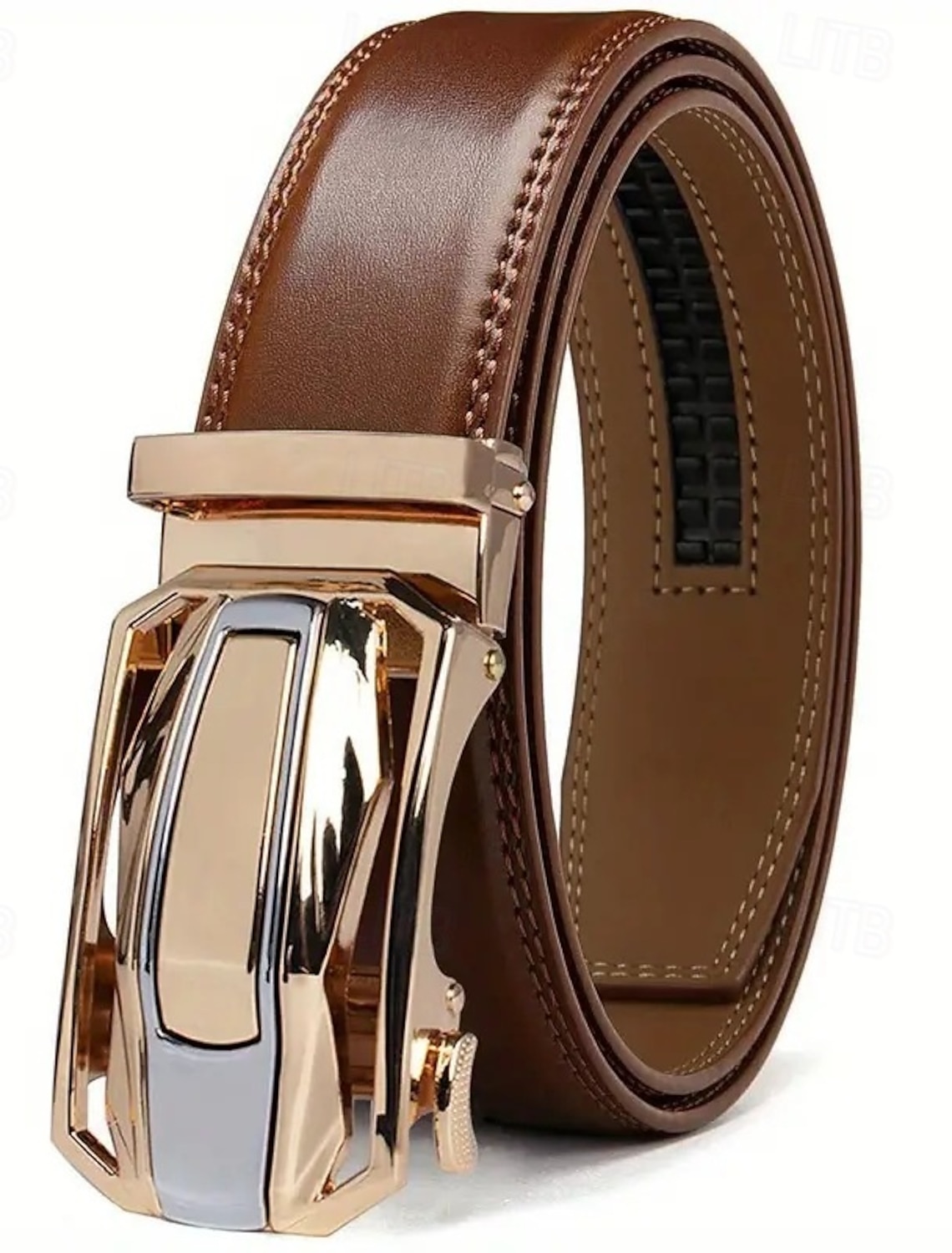 Men's Genuine Leather Belt Dress Automatic Buckle Quick-Release Dermis