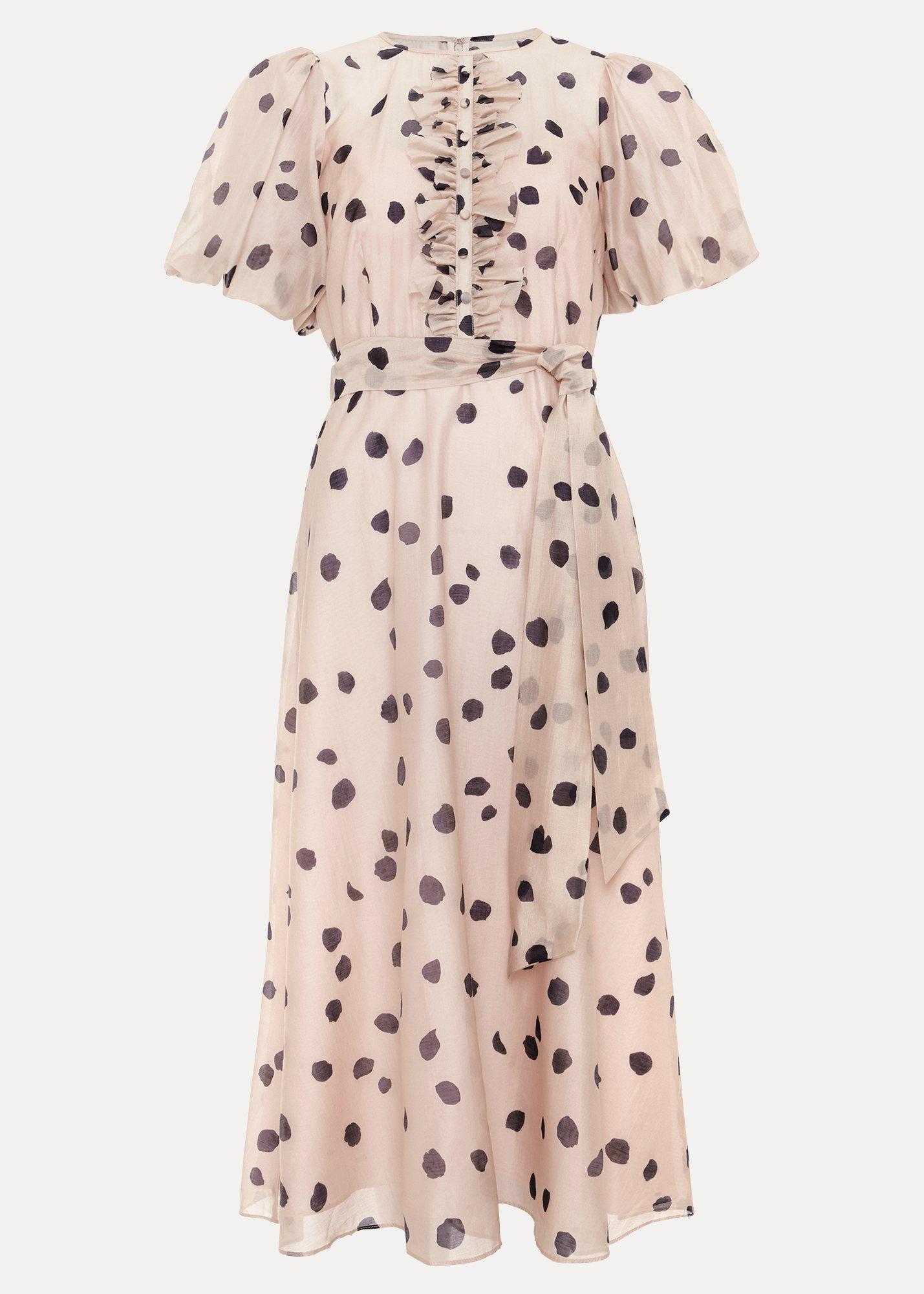 Nicola Spot Ruffle Midi Dress