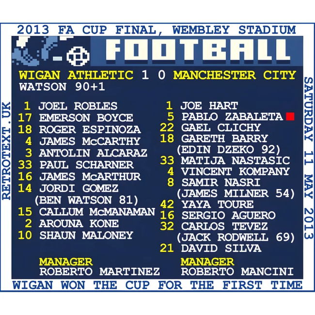 2013 FA Cup Final (Wigan Athletic) Retrotext T-shirt - White