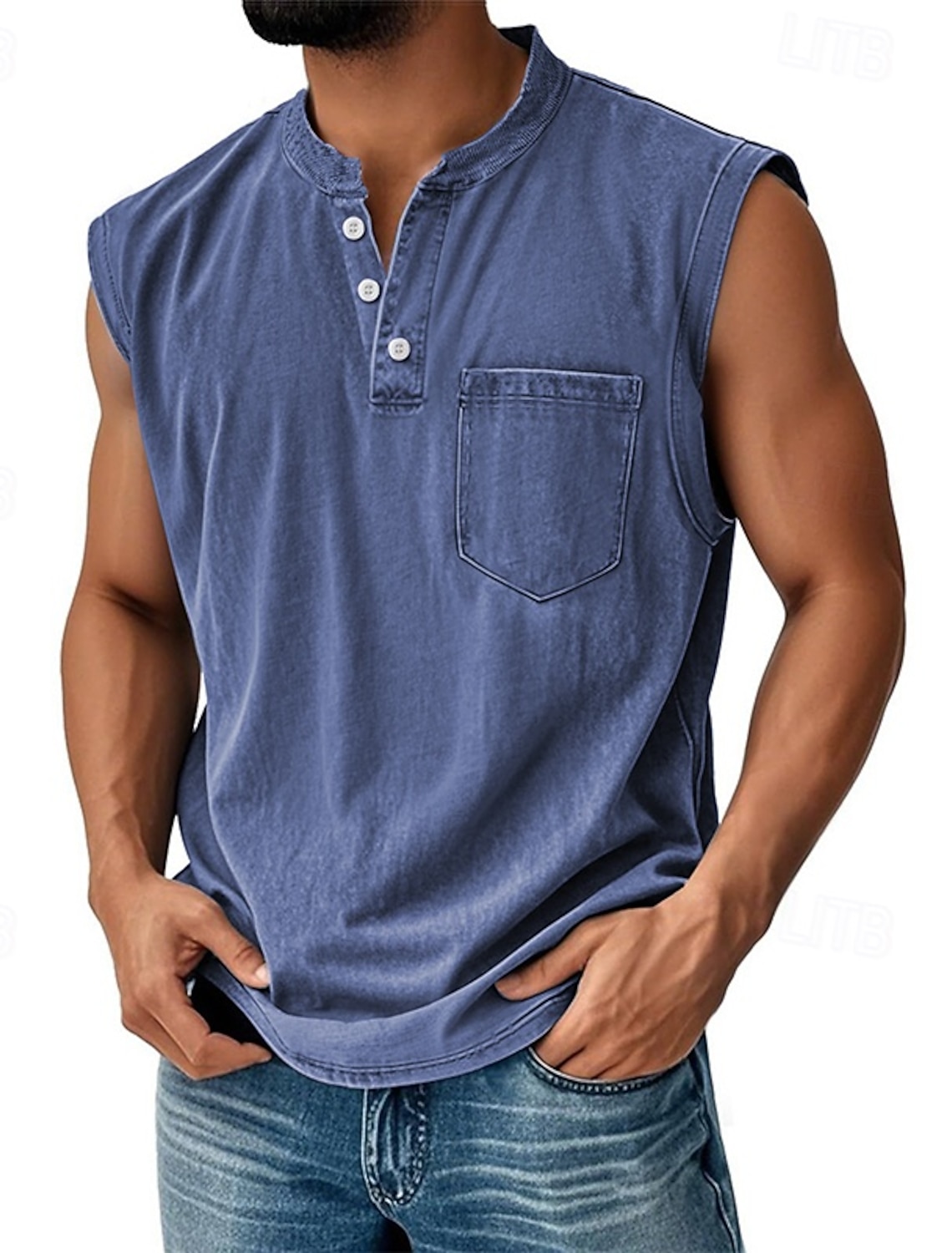 Men's Vintage Tank Top 100% Cotton Acid Wash Vest Undershirt