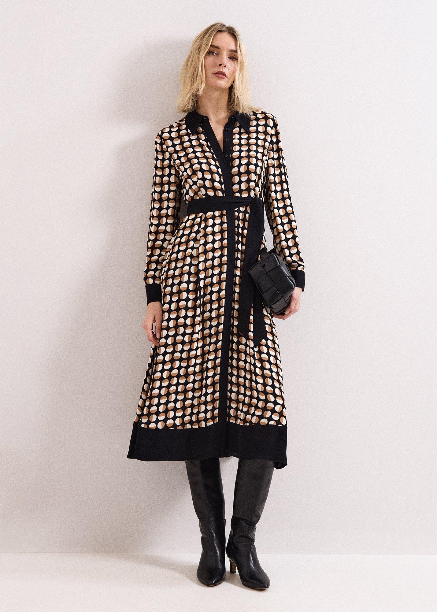 Naomi Spot Shirt Midi Dress