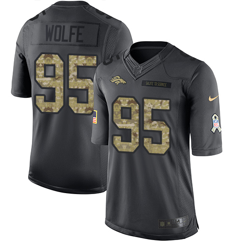 Authentic NFL W D B Broncos #95 Derek Wolfe Black Limited Jersey
