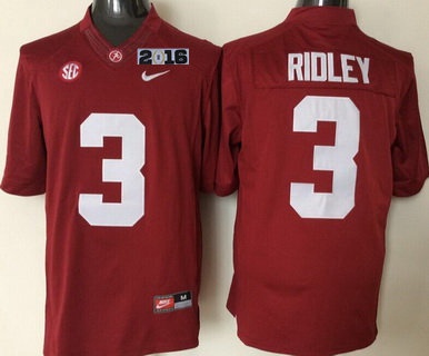 match worn Men's ALA Tide Calvin Ridley #3 Red 2016 Football Jersey
