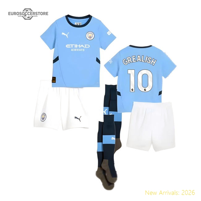 Premium 2024-2025 Man City Home Mini Kit (grealish 10) - Premium