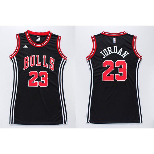 Chicago Bulls #23 Michael Jordan Black Dress Womens Stitched NBA Jersey Womens