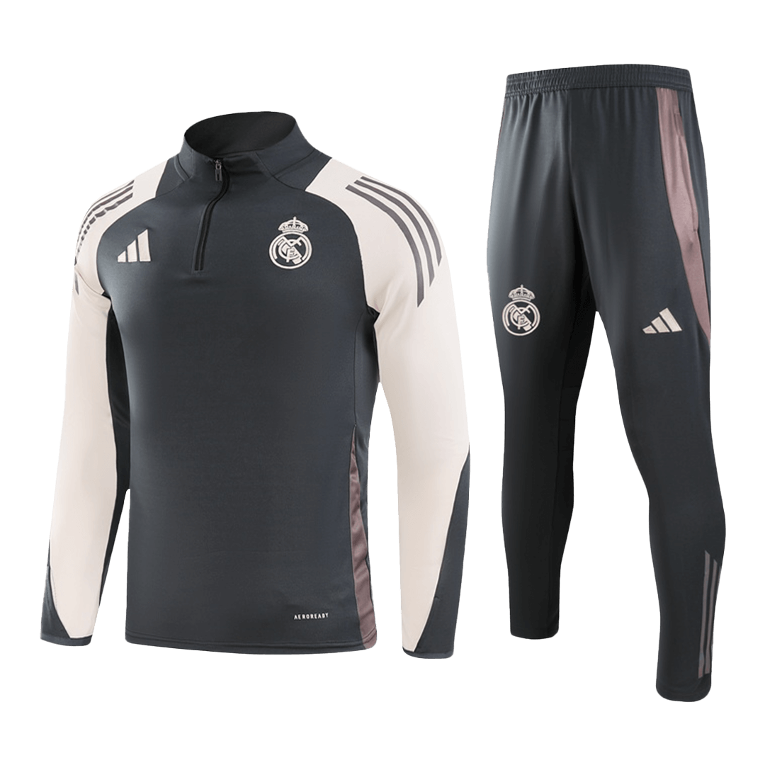 Kid's Real Madrid Zipper Sweatshirt Kit(Top+Pants) 2024/25Authentic Ki