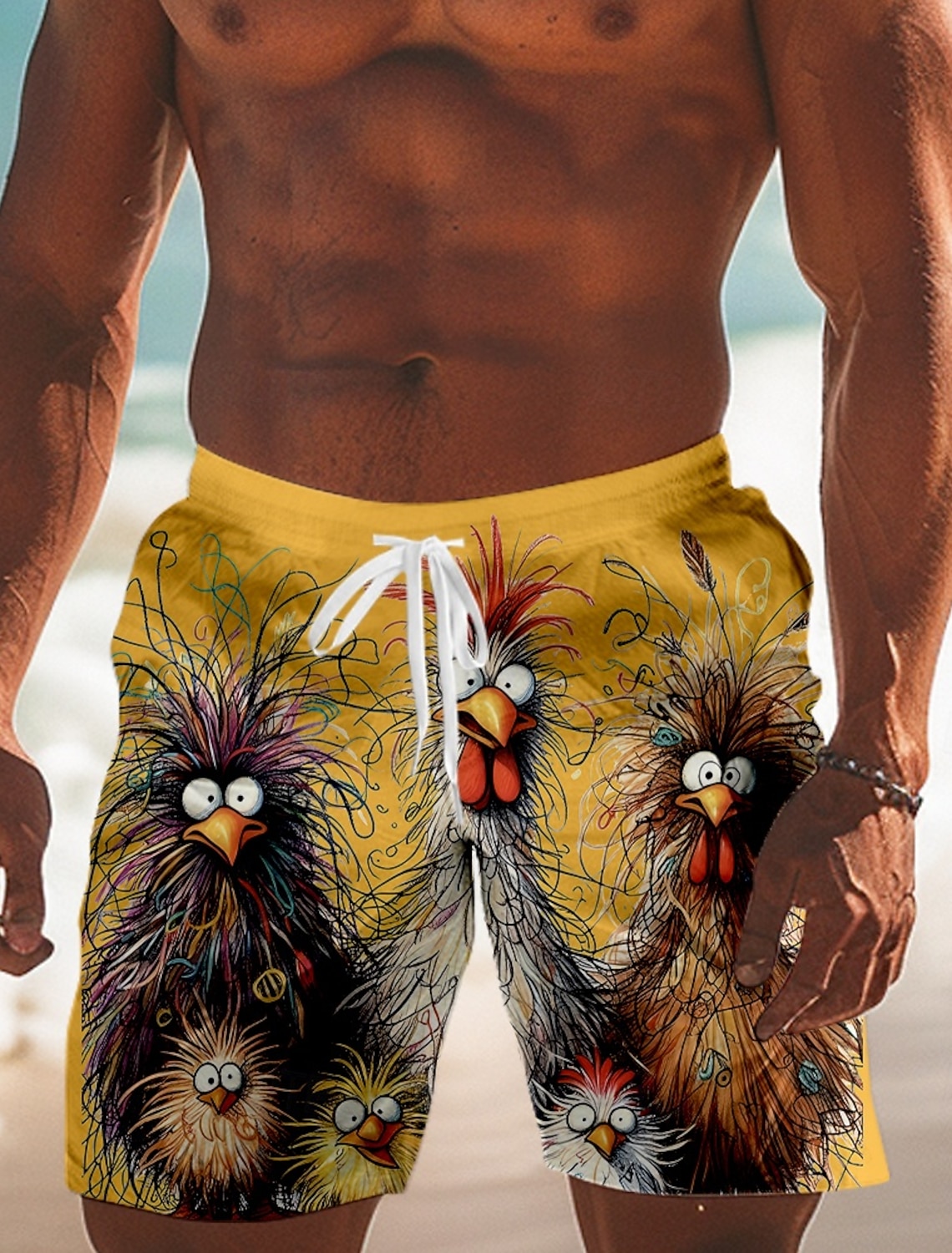 Men's Animal Chick Board Shorts Swimming Trunks Shorts Mid Waist Fashion Streetwear Designer Casual Daily Streetwear Drawstring Pocket Elastic Waist Designer Clothing Apparel