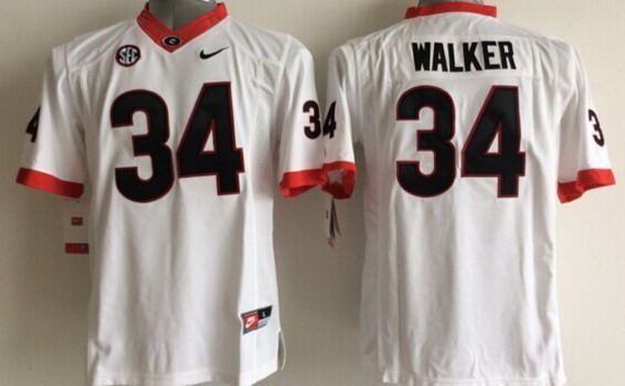 Men's Georgia Dawgs White 2014 away jersey Herschel Walker #34