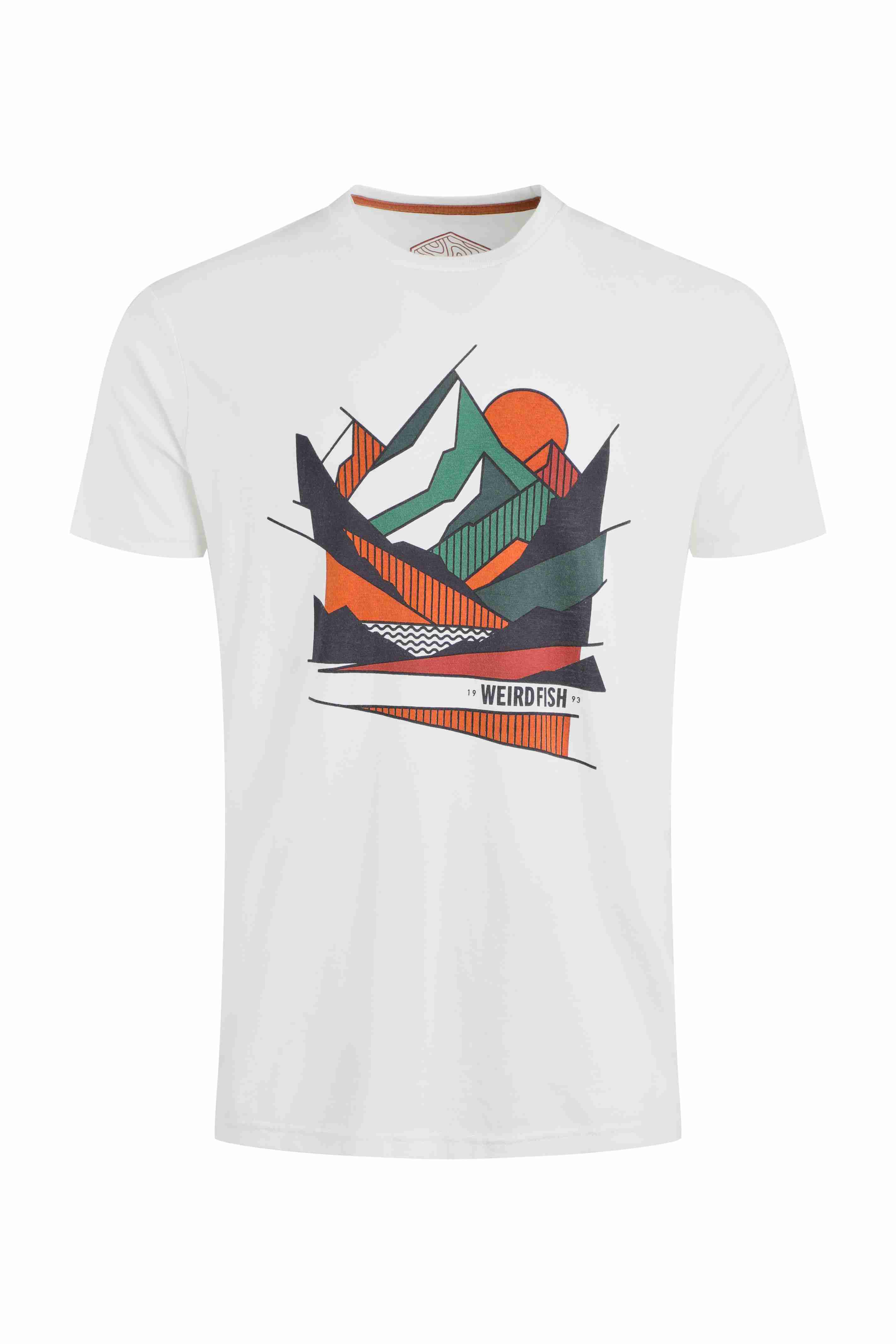 Aspect Mountains Front Print Graphic T-Shirt Dusty White