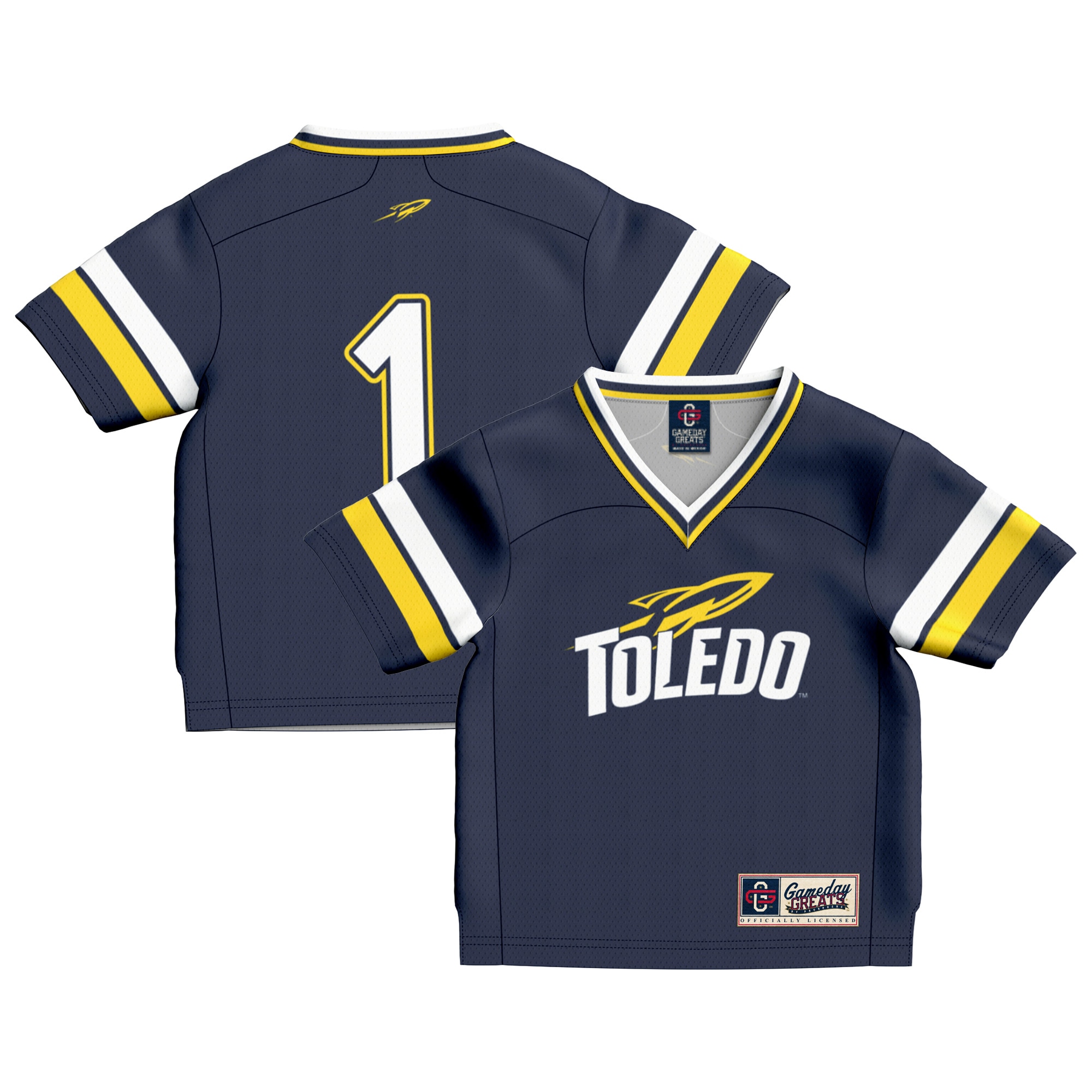 #1 Toledo Rockets GameDay Greats Toddler Lightweight Collegiate Football Fashion 2026 Season Football Jersey - Navy