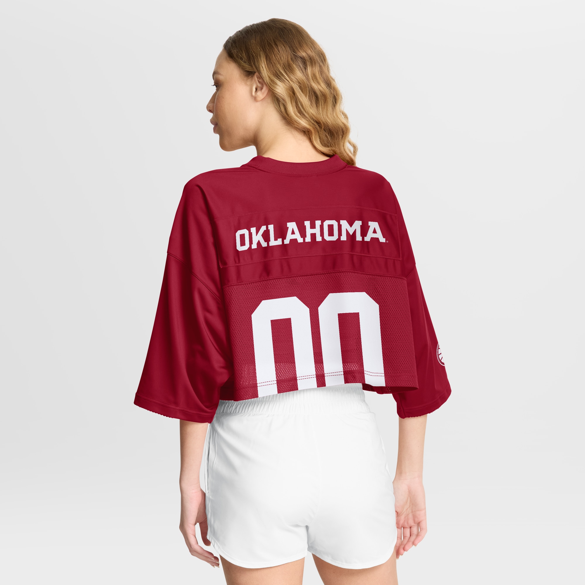 [DDG] Oklahoma Sooners Women's Cropped Mesh Dri-FIT Fashion Jersey - Crimson