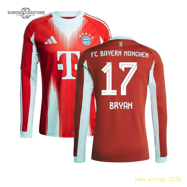 Performance 2025-2026 Bayern Munich Long Sleeve Home Shirt (Bryan 17)