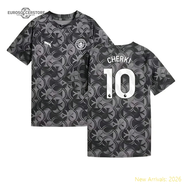 2025-2026 Man City Warm Up Shirt Black - Kids Cherki 10