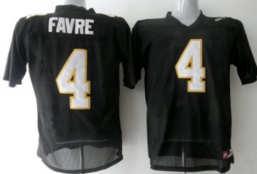 Men's None #4 Favre Black Black 2024 breathable game jersey Jersey