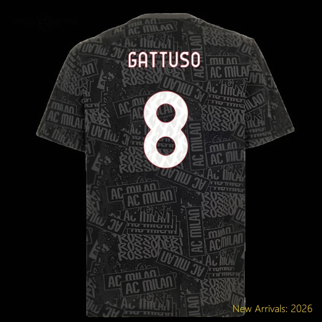 2025-2026 AC Milan ftblCulture Tee AOP (Black) (Gattuso 8)