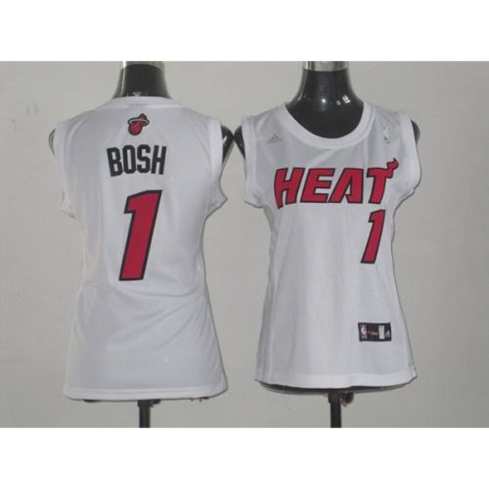 Heat #1 Chris Bosh White Women Fashion Stitched NBA Jersey