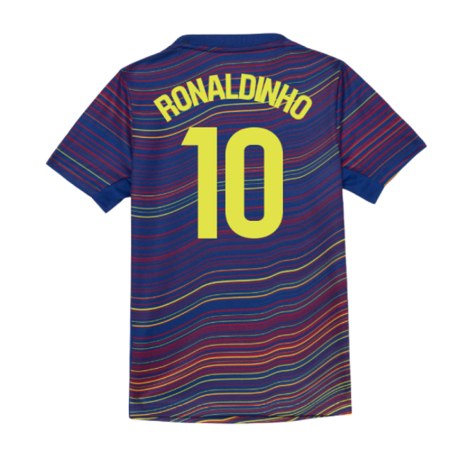 High-Quality 2025-2026 Barcelona Academy Pro Pre Match Shirt (Blue) - Kids (Ronaldinho