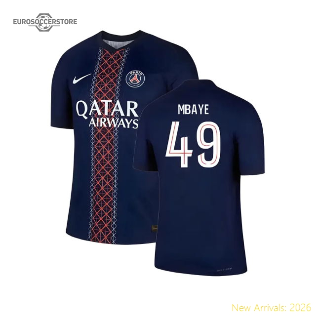 High-Quality 2025-2026 Psg Home Dri-Fit Adv Authentic Shirt (Mbaye 49)