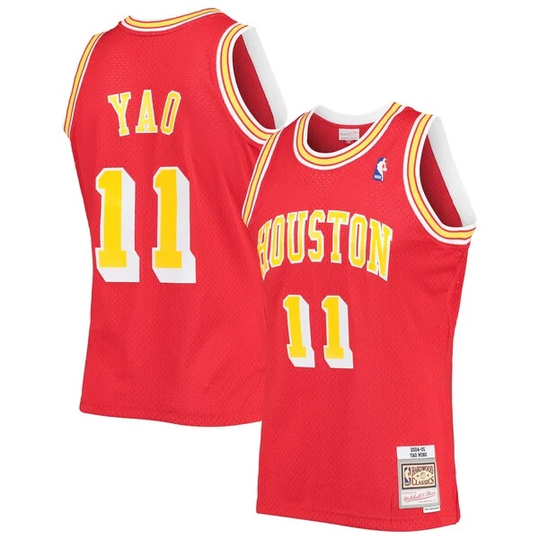 Top-Grade Yao Ming HOU Basketball Jersey - Red - Licensed Product