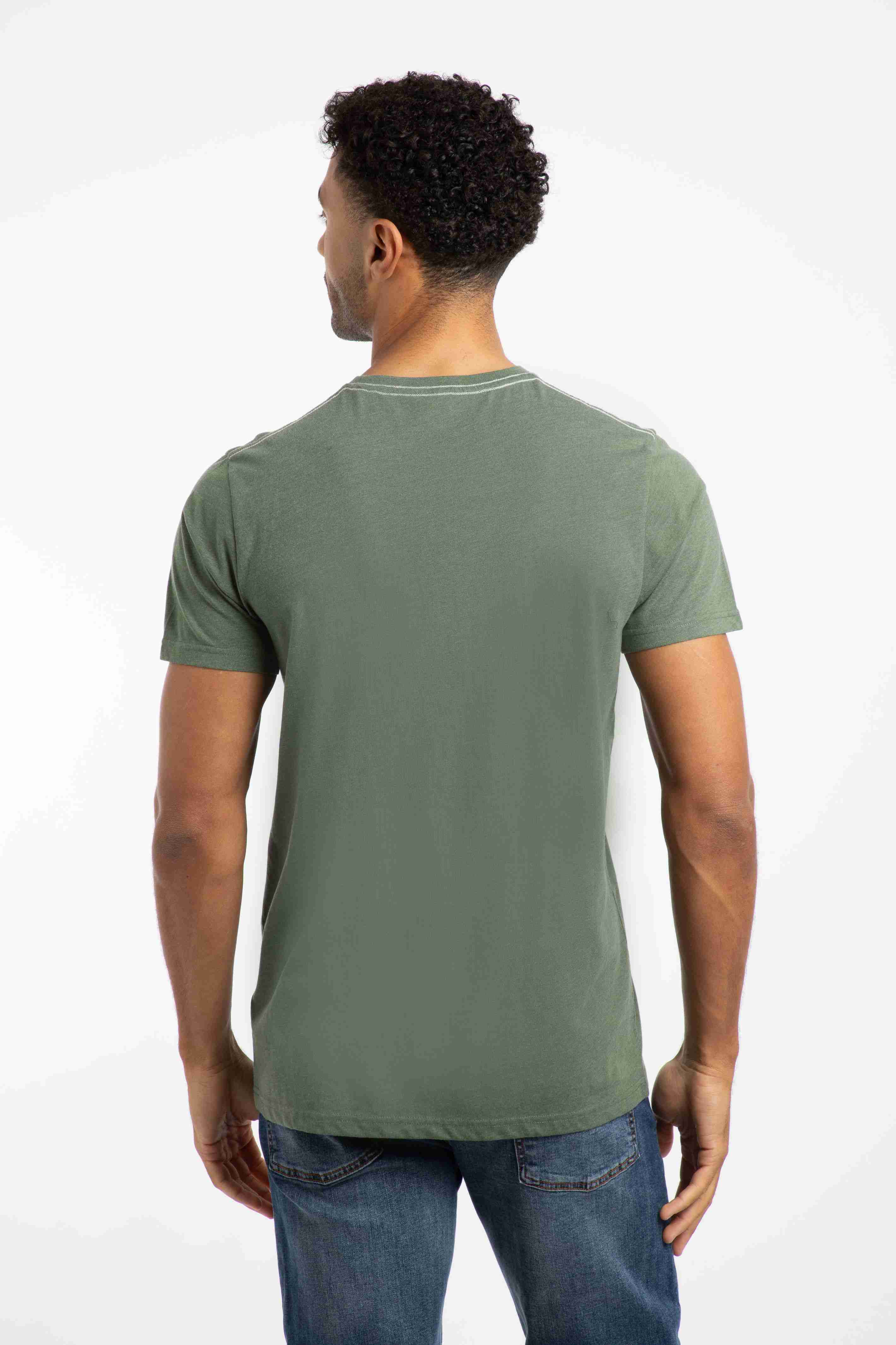 Double Fish Front Print Graphic T-Shirt Deep Lichen Green