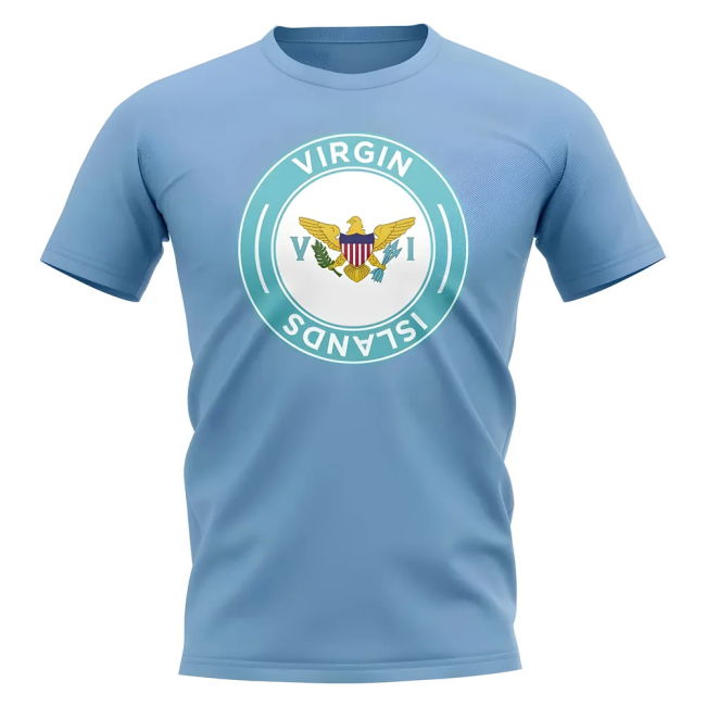 Top-Tier Championship U.S Virgin Islands Football Badge T-Shirt (Sky)