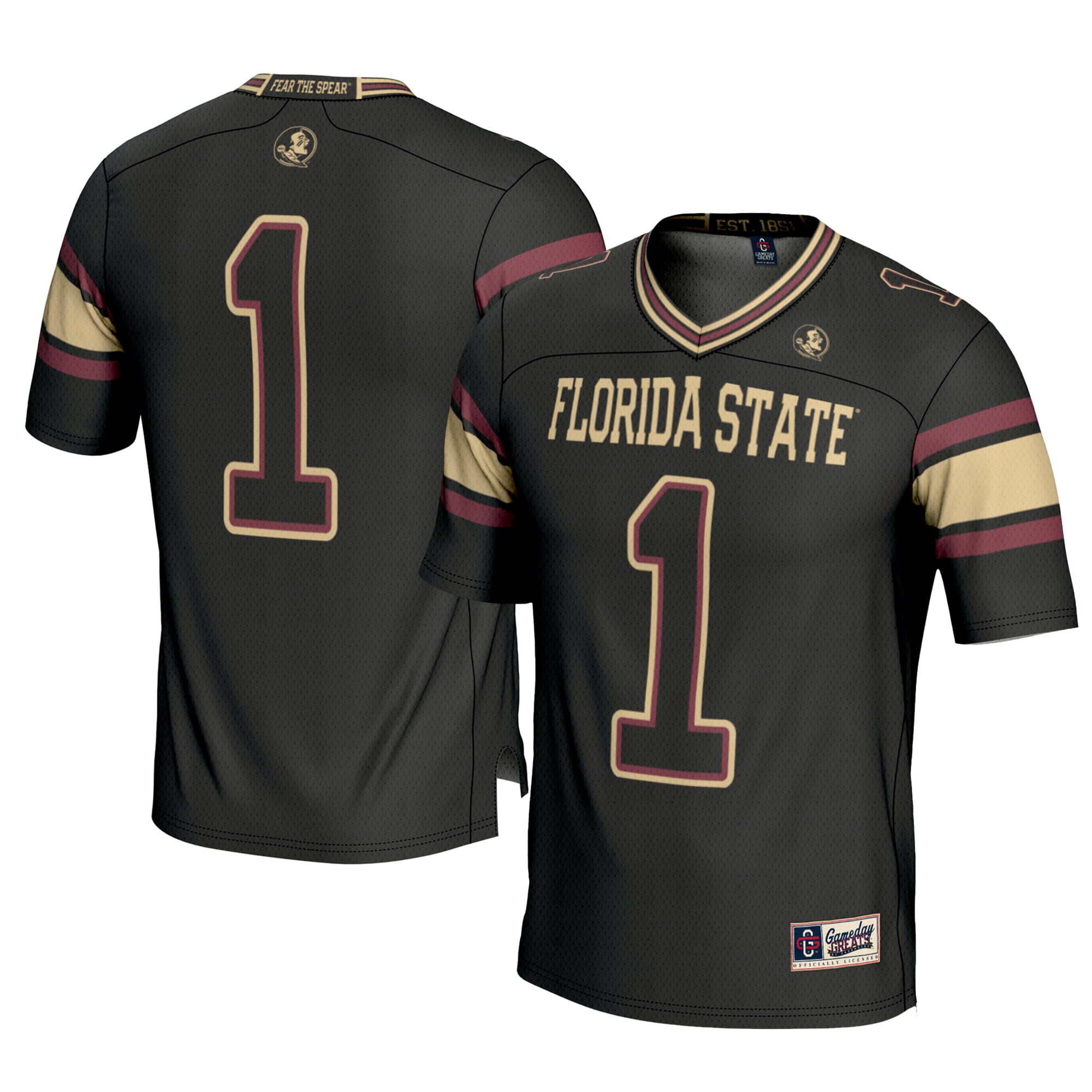 Men's #1 Black Florida State Seminoles Football Jersey