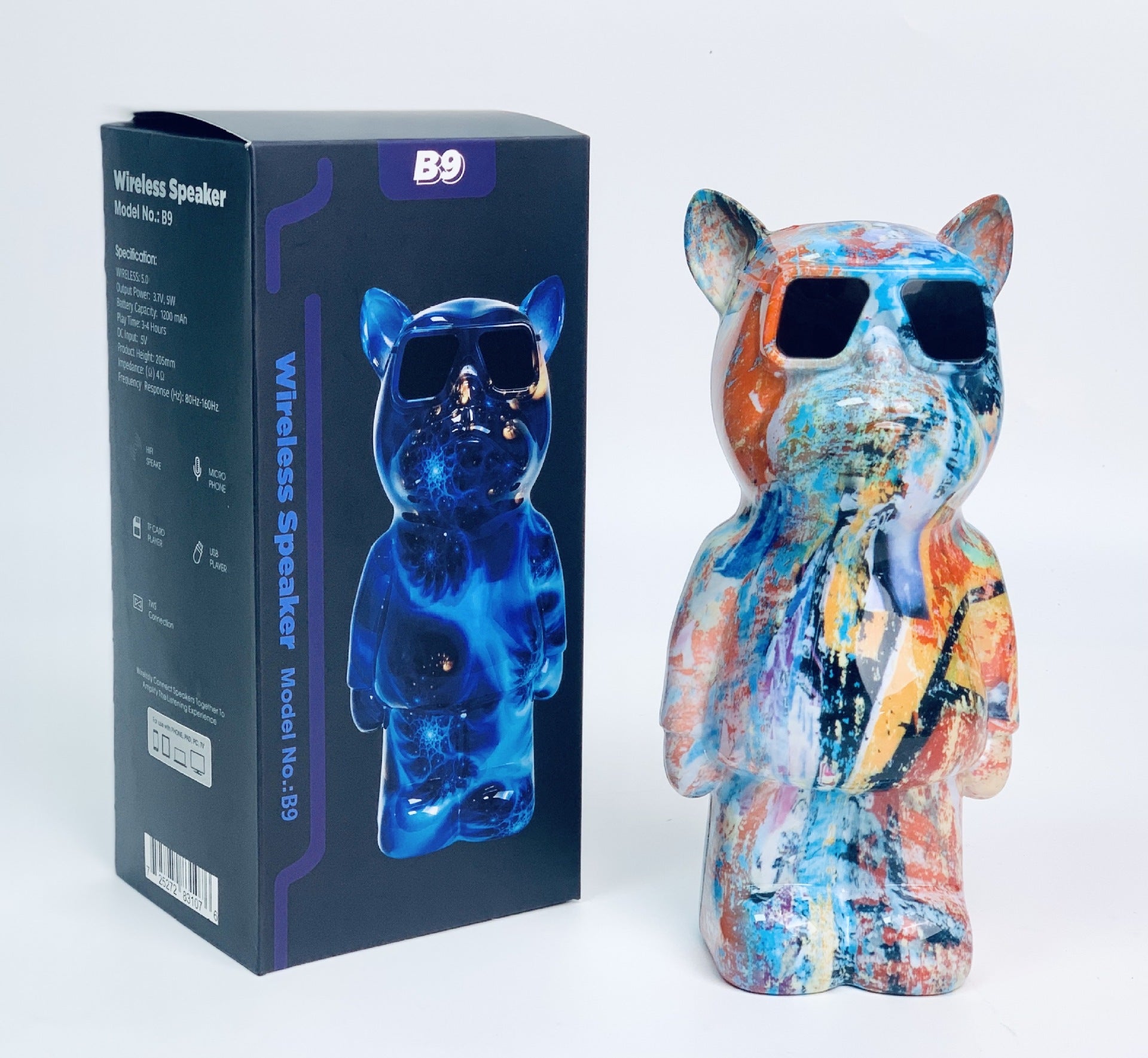 B9 Painted Frenchie Shape Bluetooth Speaker Pet Gear | Safe For Paws