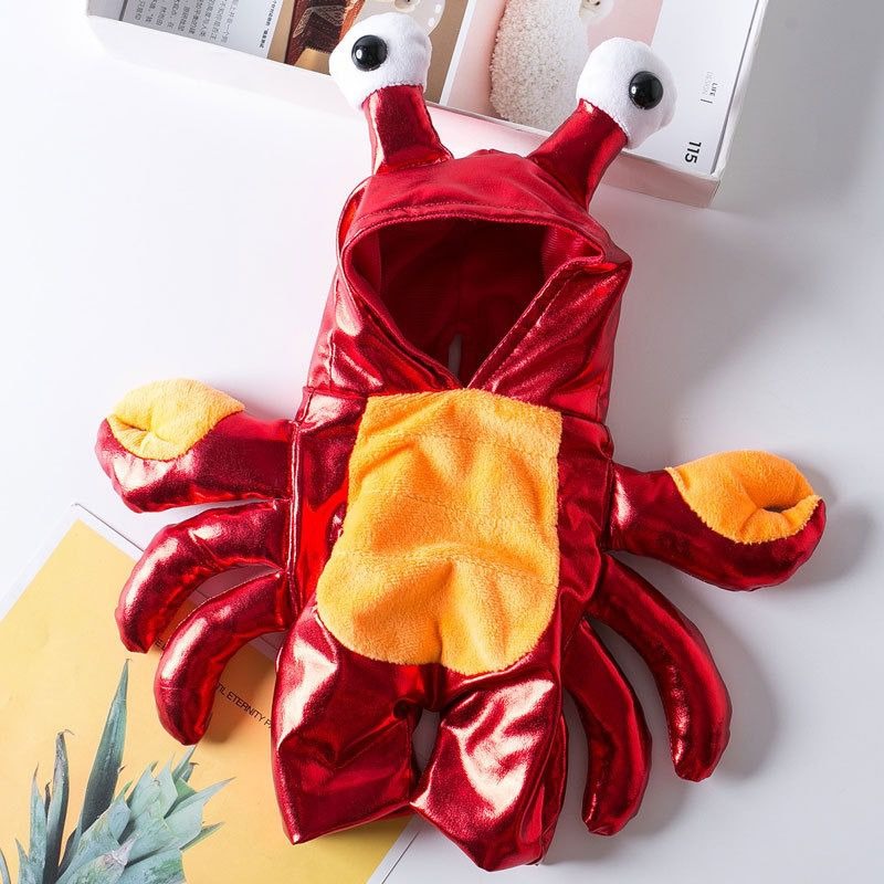 CrustaPup Frenchie Red Crab Costume – Warm Cotton Funny Pet Halloween Outfit