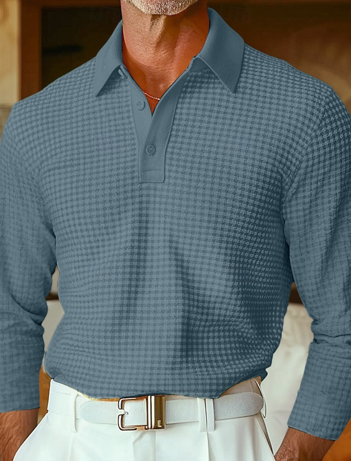 Men's Waffle Polo Shirts Textured Casual Holiday Lapel Ribbed Polo Collar Short Sleeve Fashion Basic Plain Buttons Soft Summer Spring Regular Fit White Yellow Burgundy Mint Green Green khaki Waffle