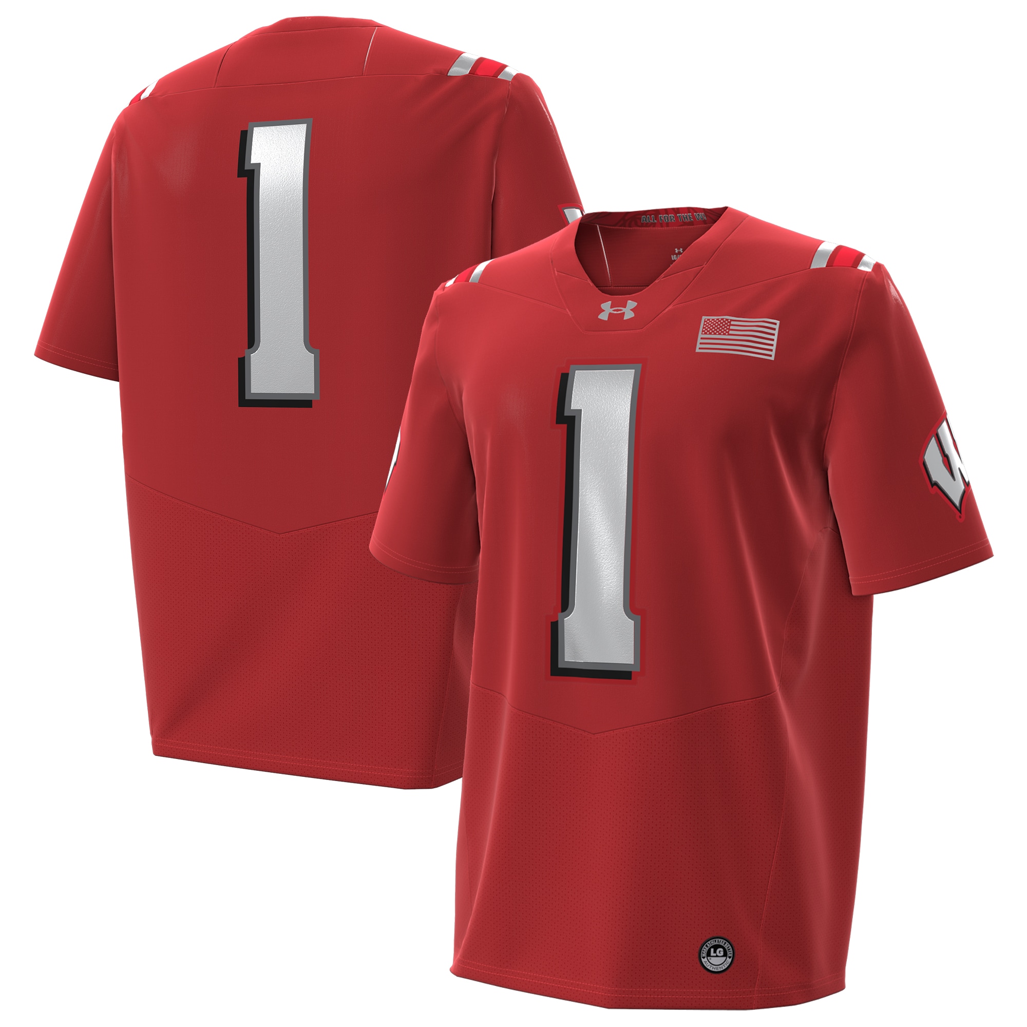 #1 Wisconsin Badgers 2026 Lambeau Field Collection Replica 2026 Season Football Jersey - Red