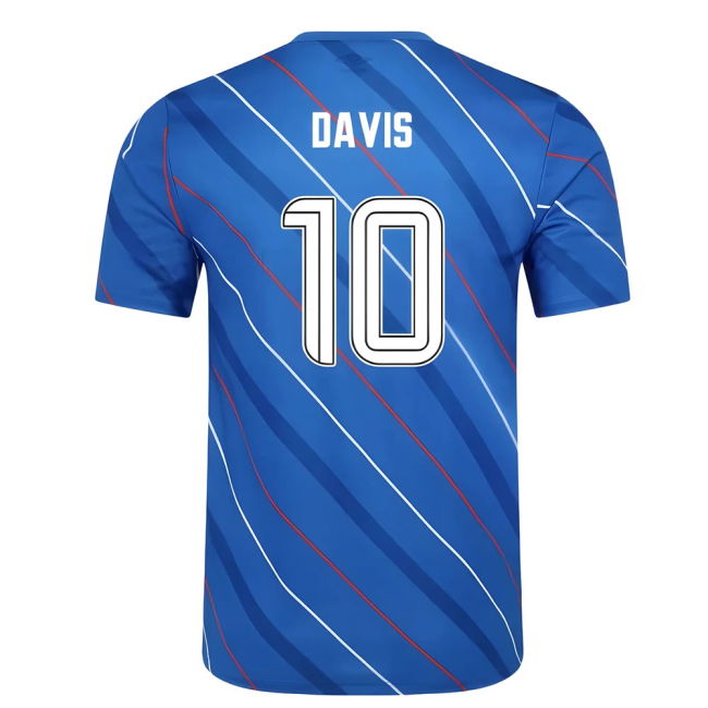 Authentic Glasgow Rangers Practice Shirt Davis 1 #0 Licensed Pro (v9)