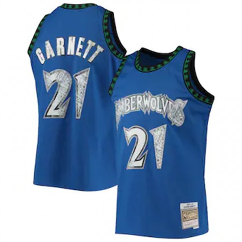 Nike Minnesota Timberwolves #21 Kevin Garnett Mitchell & Ness 1996-97 Hardwood Classics NBA 75th Anniversary Diamond Swingman Jersey ¨C Blue Mens