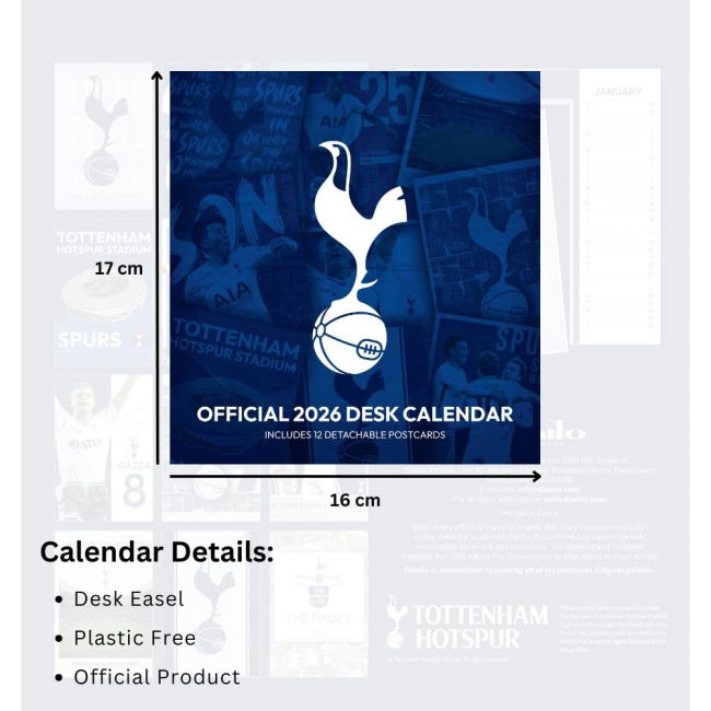 Adult Tottenham Hotspur FC Desktop Calendar 2026