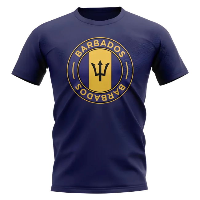 World-Class Collector'S-Item Barbados Football Badge T-Shirt (Navy)