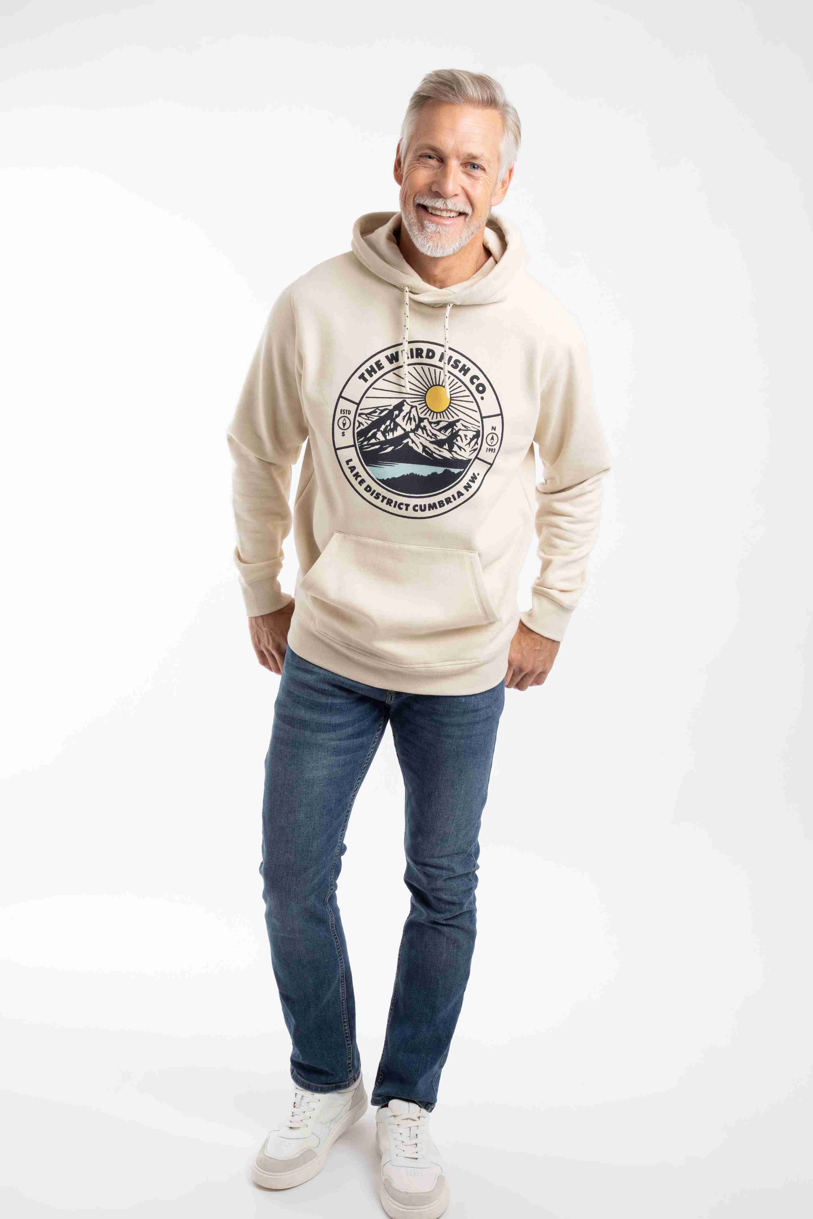 Bryant Front Print Graphic Popover Hoodie Egg Shell