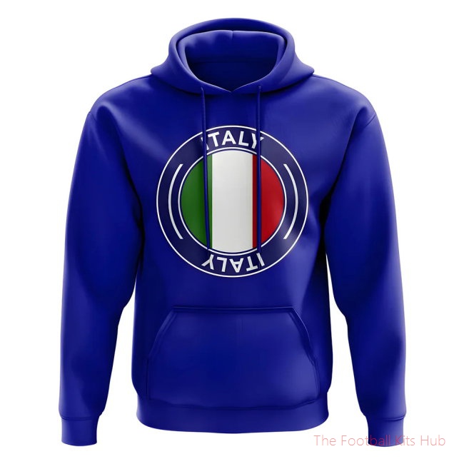 Men Italy Football Badge Hoodie (Royal) UEFA Euro