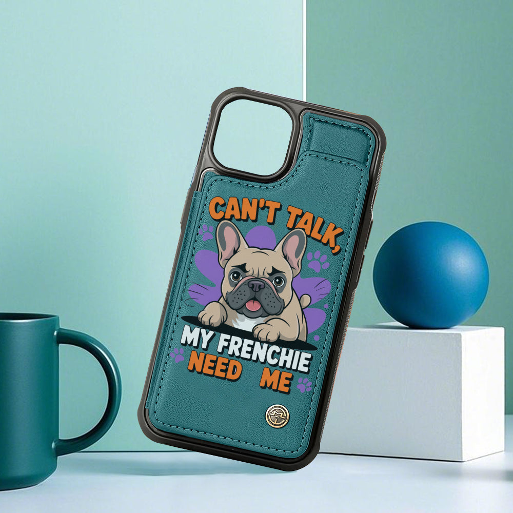 French Bulldog Ginger Leather Wallet Case For For Iphone & Samsung Durable Dog Item