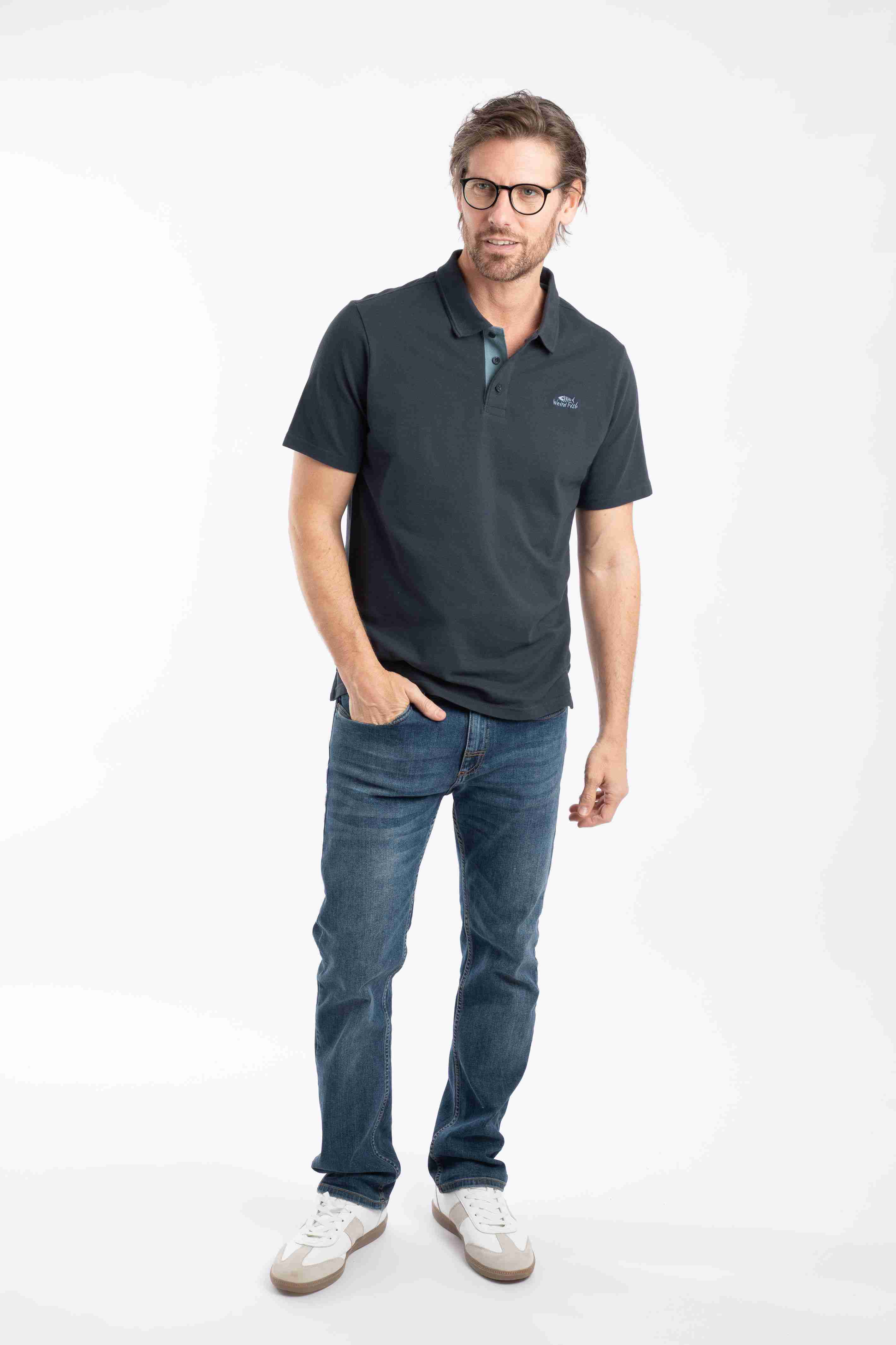 Miles Pique Polo Shirt Navy