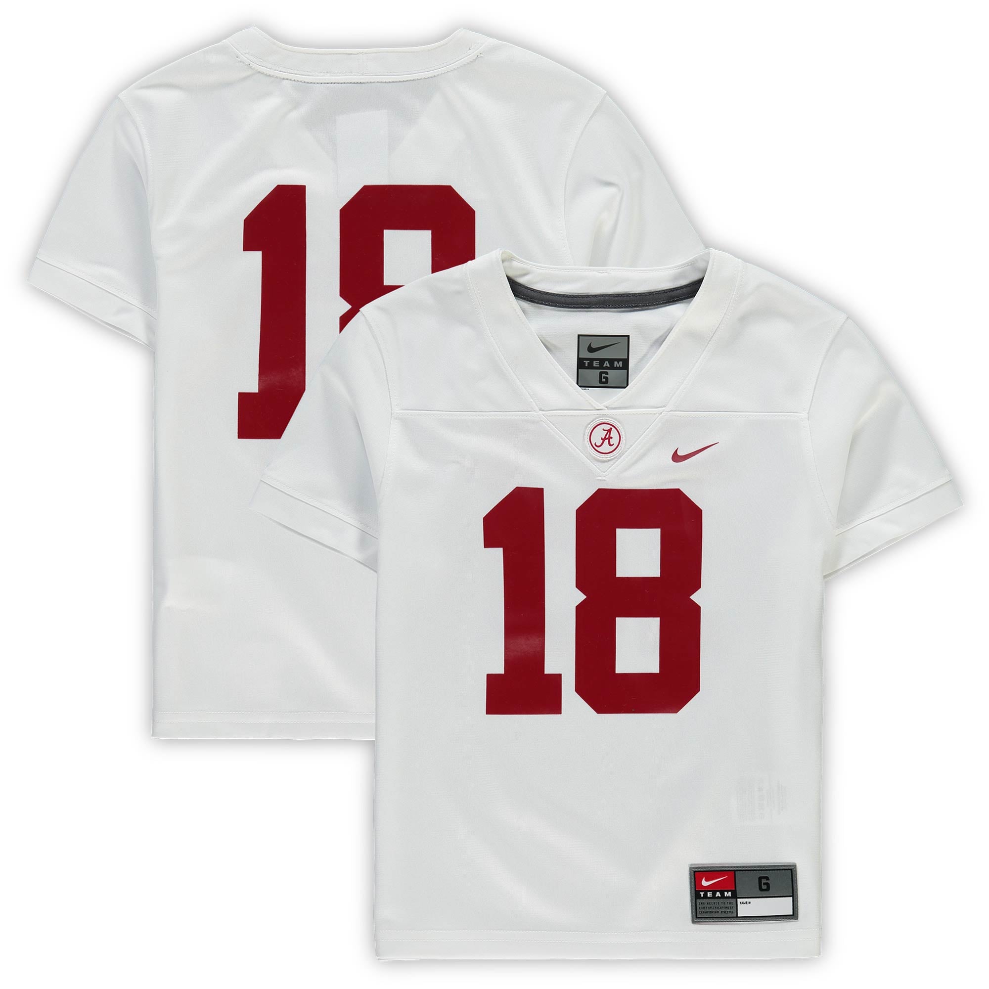 Preschool #18 White Alabama Crimson Tide Football Team Jersey